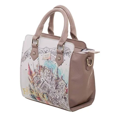 Image of BIOWORLD MERCHANDISING Sac à Main Femme officiel Harry Potter Hogwards (Poudlard) Drawstring Bag, 22 cm, Beige