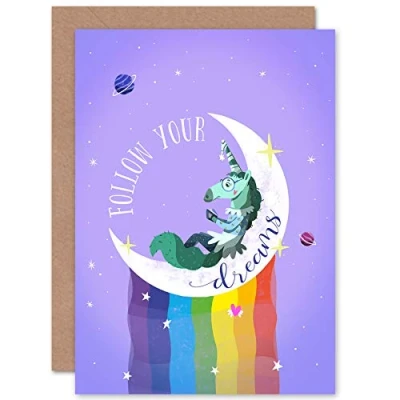 Image of Wee Blue Coo Unicorn Follow Your Dreams Greetings Card
