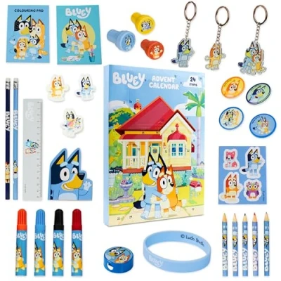 Image of Bluey Advent Calendar 2024 Kids Stationery Christmas Toys Stocking Filler Gifts