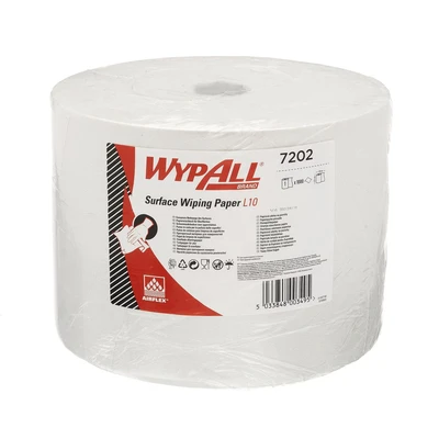 Image of WypAll 7202 Surface Wiping Paper L10 Jumbo Roll, 1 ply, White (1 roll x 1,000 sheets)
