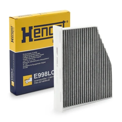 Image of 1KD819644, 1KD819644A, 1KD819644C, 1KD819653C Pollen Filter HENGST E998LC Activated Carbon 271mm 213mm 58mm VOLKSWAGEN: Golf 5, Tiguan I