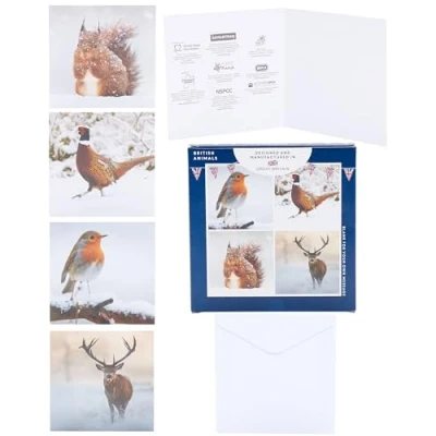 Image of Box of 12 British Winter Animals Multiple Charity Christmas Cards In 4 Designs