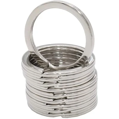 Image of Rohans 10 Pcs 25 mm Metal Flat Split Key Ring Circular Keychain Hoops Keyring Loop Connector (Silver)