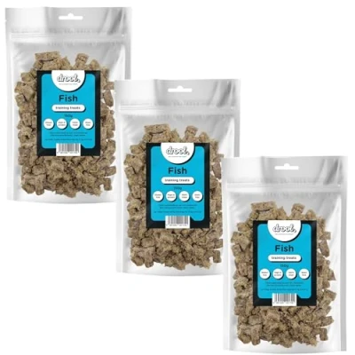 Image of Drool Pet Products 100% Pure Dried Fresh Meat Fish Triple Pack Training Treats for Dogs 3 x 150g Air Nibbles Dog Chews &amp; Puppies (150 g (Pack of 3), Fish)