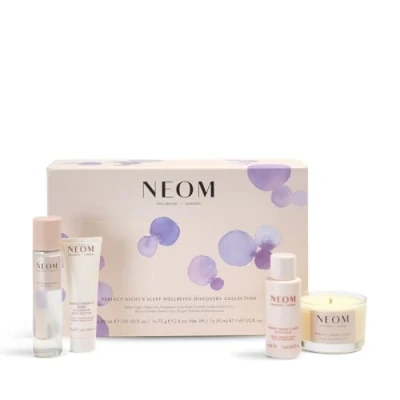 Image of NEOM Perfect Night&#039;s Sleep Discovery Collection Pillow Mist 30ml, Magnesium Body Butter, 30ml Bath Foam &amp; Travel Candle