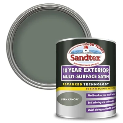 Image of Sandtex 10 Year Multi Surface Satin Paint 750ml Fern Canopy
