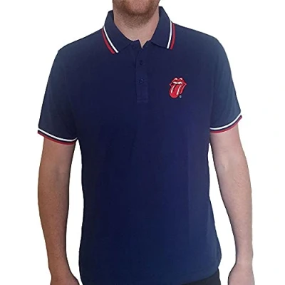 Image of Paradiso Clothing THE Rolling Stones Classic Tongue Unisex Polo shirt, Size: Small, Navy