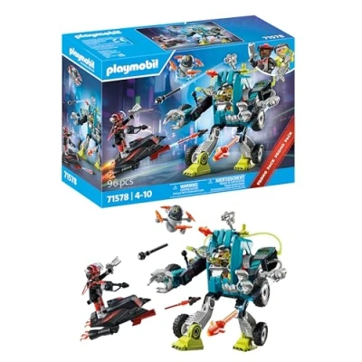 Image of Playmobil 71578 Robot v. Glider Playset Promo Pack, gifting toy and fun imaginative role play, playsets suitable for children ages 4+
