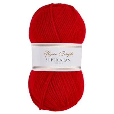 Image of Utopia Crafts Super Aran Knitting and Crochet Yarn 100g (Scarlet Glow)