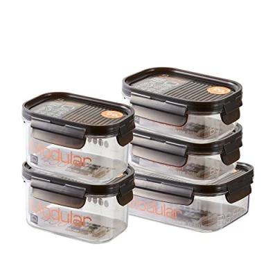 Image of LocknLock Food Storage Container Set, Tritan, Black, 5 teilig