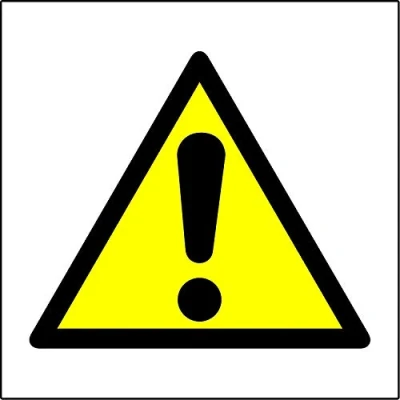 Image of hazard warning triangle safety sign Self adhesive sticker 100mm x