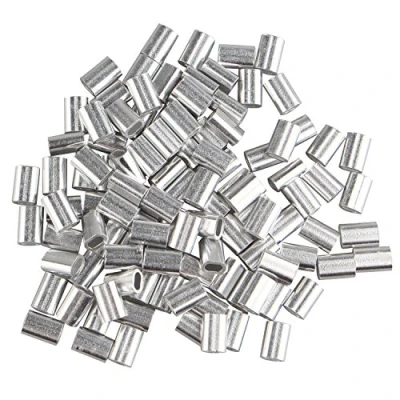 Image of Futheda 100 pcs Aluminum Crimping Loop Sleeve Clips Oval Shaped for 1.5mm Cable Wire Rope Silver Tone