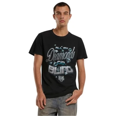 Image of Mister Tee Men&#039;s Mt2723 Diamonds Go Bling T Shirt, Black, S