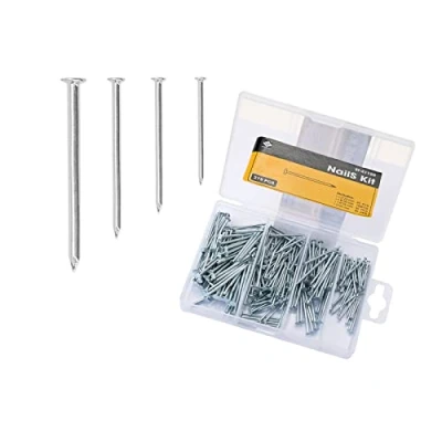 Image of 275 Pcs Assorted Nails for Wood Zinc Plated Flat Head Iron Repair, Small Wall Hanging Pictures, DIY, Crafts, Woodwork, Furniture, Construction (25, 30, 35, 40mm, Silver)