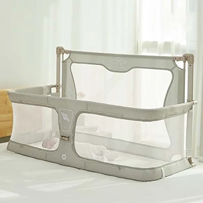 Image of Baby Bedside Sleeper, 3 in 1 Folding Portable Crib, breathable and visible mesh window, soft washable liner cover sturdy aluminum alloy,Easy to Assemble Cradle Co Sleeper Stationary,bed bed ( C