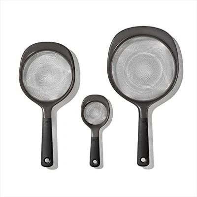 Image of OXO Good Grips 3 Piece Strainer Set, Black