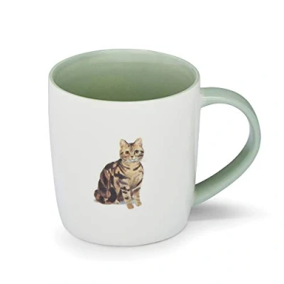 Image of Cooksmart British Designed Barrel Coffee Mug Ceramic Mugs for Home or Work Large Hot Drinks Tea and Cups Cats