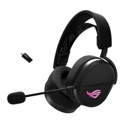 Image of ASUS ROG Pelta Wireless RGB Gaming Headset (ROG SpeedNova, Bluetooth, 2.4GHz, USB C, 50mm Titanium Membrane Drivers, 10mm Super Broadband Boom Microphone, 309g Lightweight, Aura Sync RGB)