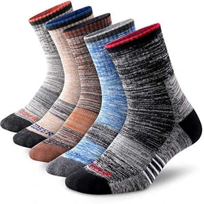 Image of FEIDEER Men&#039;s Hiking Walking Socks, Multi pack Wicking Cushioned Outdoor Recreation Crew Socks XX Large