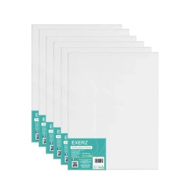 Image of Exerz 40x50cm Canvas Panels 6pcs/ 3mm Artist Board Blank/ 280gsm 100% Cotton/Triple Primed/Acid Free/Medium Grain Oil &amp; Acrylic Painting for Artists at All Levels