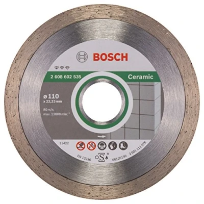 Image of Bosch Accessories 1x Diamond Cutting Disc Standard for Ceramic (for Stone, Tile, Ceramic, Ã˜ 110 x 22,23 1,6 7,5 mm, Angle Grinders)