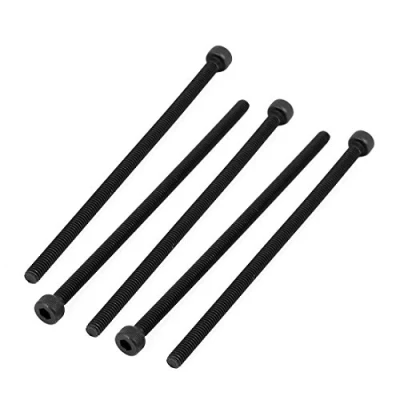 Image of sourcingmap M4x90mm Fully Thread Hex Socket Head Knurled Cap Screw Bolt Black 5pcs