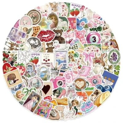 Image of Y2K Aesthetics Stickers for Laptop (100 PCS),Gift Children Teens Adults Girl Boys,Waterproof Water Bottle,Y2K Vinyl Scrapbook,Skateboard,Bike,Phone,Dairy