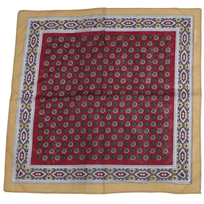 Image of Zac&#039;s Alter Ego Burgundy with Beige Border Vintage Print Cotton Bandana