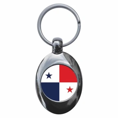 Image of Ozorath Panama National Flag Keyring Keychain Key Ring Chain With Trolley Coin