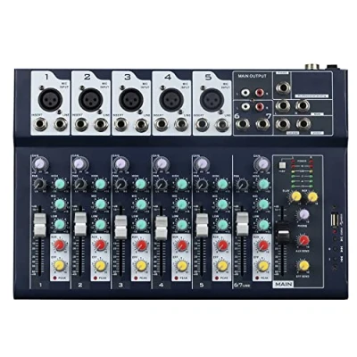 Image of Weymic Professional Mixer 7 Channel 2 Bus Mixer/w USB Audio Interface,Stereo for Recording DJ Stage Karaoke Music Application