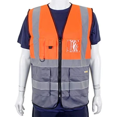 Image of Two Tone Executive Waistcoat Orange / Grey XXL