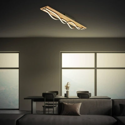 Image of Briloner LED ceiling light Vinka, 98x11 cm, 2 bulb, wood coloured