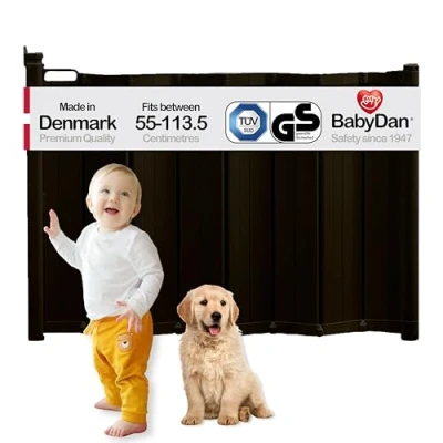 Image of BabyDan Guard Me Extra Wide, Auto Retractable Stair Gate, Fits Openings Between 55 113.5 cm, Black, Made in Denmark Baby Gate/Safety Gate (Pet Gate/Dog gate)
