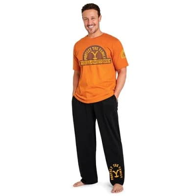 Image of Yellowstone Mens Pyjamas Set, Comfortable Cotton Loungewear Gifts for Him (Orange/Black, L)