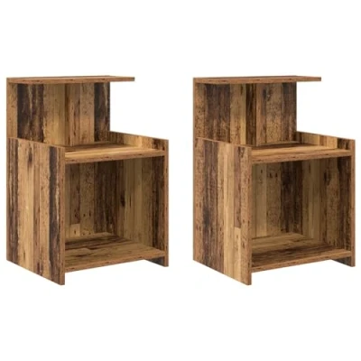 Image of vidaXL Bedside Tables 2 Pieces Old Wood 40 x 35 60 cm Engineered