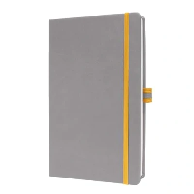Image of SIGEL LS101 linescape Notebook, Note Pads, Lined, Approx. A5, Light Grey, Yellow, hardcover, 176 Pages