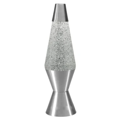 Image of ALAYSTAR Deluxe 15 Inch Bullet Design Glitter Lamp (Silver) Sparkly Calming Motion Silver Lava Ideal Present for Your Loved Ones