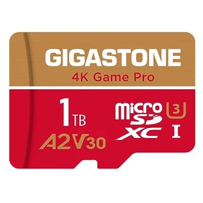 Image of [5 Yrs Free Data Recovery] GIGASTONE 1TB Micro SD Card, Game Pro MAX, Up to 150/140 MB/s, MicroSDXC Memory Card for Nintendo Switch, SteamDeck, 4K UHD Video, UHS I A2 V30 U3 C10 with Adapter