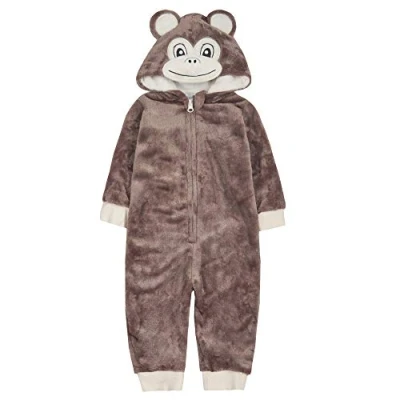 Image of STC Stores Range of Babies Soft Fleece Winter Hooded Rompers/Bodysuits/Pramsuits/Onsies Newborn 1 Year (Little Monkey, 3 6 Months)