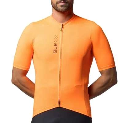 Image of Alé Cycling Men&#039;s Pragma Colour Block Short Sleeve Jersey, Orange, S