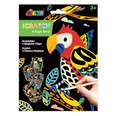 Image of Avenir Scratch Magic Bird, Kit for Boys and Girls Ages 3+, includes Boards Tool, Arts Crafts Kids