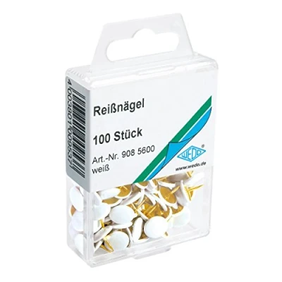 Image of Wedo 9085600 Push Pins, Head Diameter 10 mm Pack of 100 Undurchdrückbar Überkapselt White