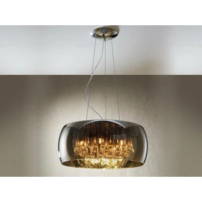 Image of Argos 6 Light Round Crystal Ceiling Pendant Chrome, Mirror, G9