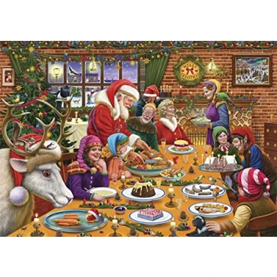 Image of 1000 Piece Jigsaw Puzzle Christmas Dinner At Santa&#039;s Workshop Puzzles for Adults Hardest Puzzle, Festive Present