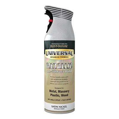 Image of Rust Oleum 400ml Universal Metallic Spray Paint Satin Nickel