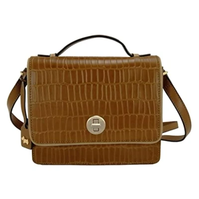 Image of Radley Crossbody Bag Faux Croc Small to Medium Flapover Oakworth Road (Tan)