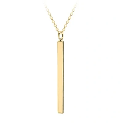 Image of Tuscany Silver Women&#039;s Sterling 3 x 40 mm Yellow Gold Engravable Plated Vertical Bar Necklace of Length 43 cm/17 Inch