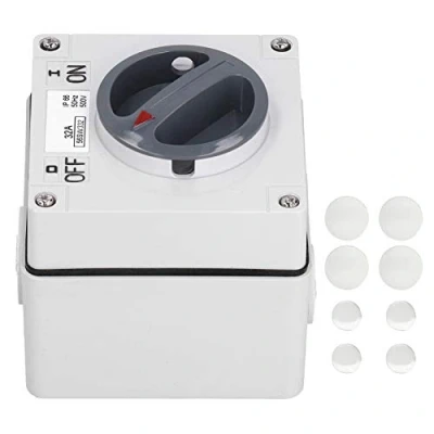 Image of Waterproof Switch 500V Outdoor Power Isolator On‑Off Dustproof Rotary Control Socket with Accessories(3P32A)