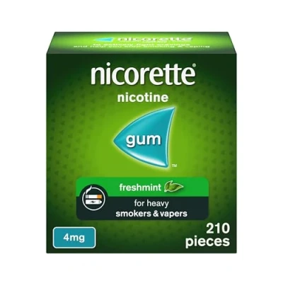 Image of Nicorette Freshmint 4mg Gum (210 Pieces), Discreet and Fast Acting Stop Smoking Aid to Ease Cravings, Nicotine with Pleasant Flavour, Chewing