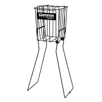 Image of GAMMA Tennis Ball Hopper, Hopper for Easy pick up, Carrying, and Storage, Durable, Convenient, Heavy Duty Construction in Multiple Sizes Colors, Black, Hi Rise 75 with Wheels